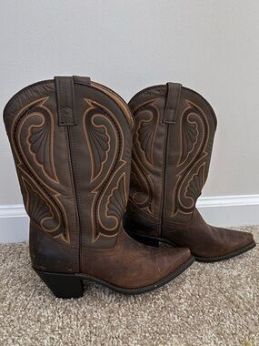 Laredo Brown Western Heeled Cowboy Boots